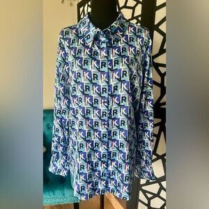 KARL LAGERFELD PARIS Women's Printed Oversize Blouse size L NWT